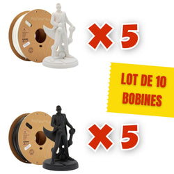 Pack 10 Polyterra PLA Charcoal Black et Cotton White