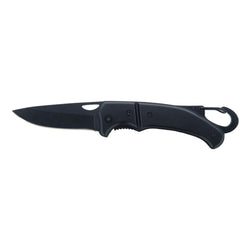 MissKraft - Couteau de poche Angus en métal noir avec mousqueton